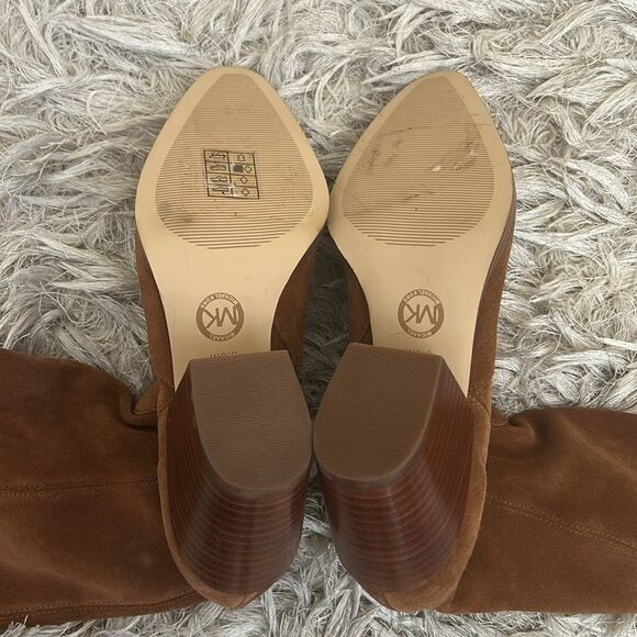 NWOB Michael Kors Harlow Brown Suede Cuban Heel Over The Knee Boots size 5.5 - Picture 12 of 13